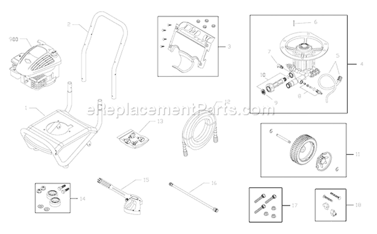 Page A Diagram and Parts List for 020272-0  Briggs and Stratton Pressure Washer